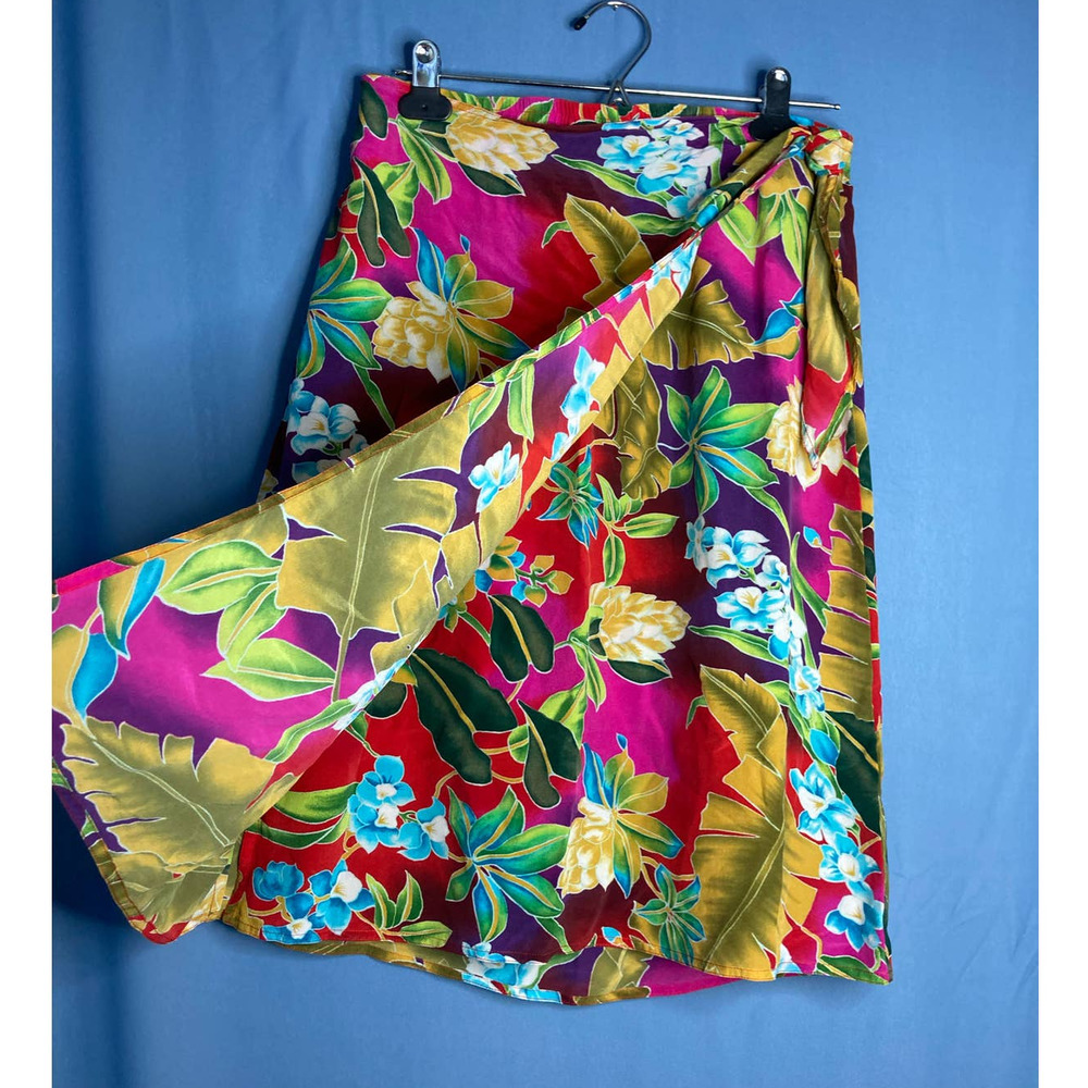 Vintage Diane Gilman 100% Silk Wrap Skirt Colorful Floral S - Picture 2 of 3